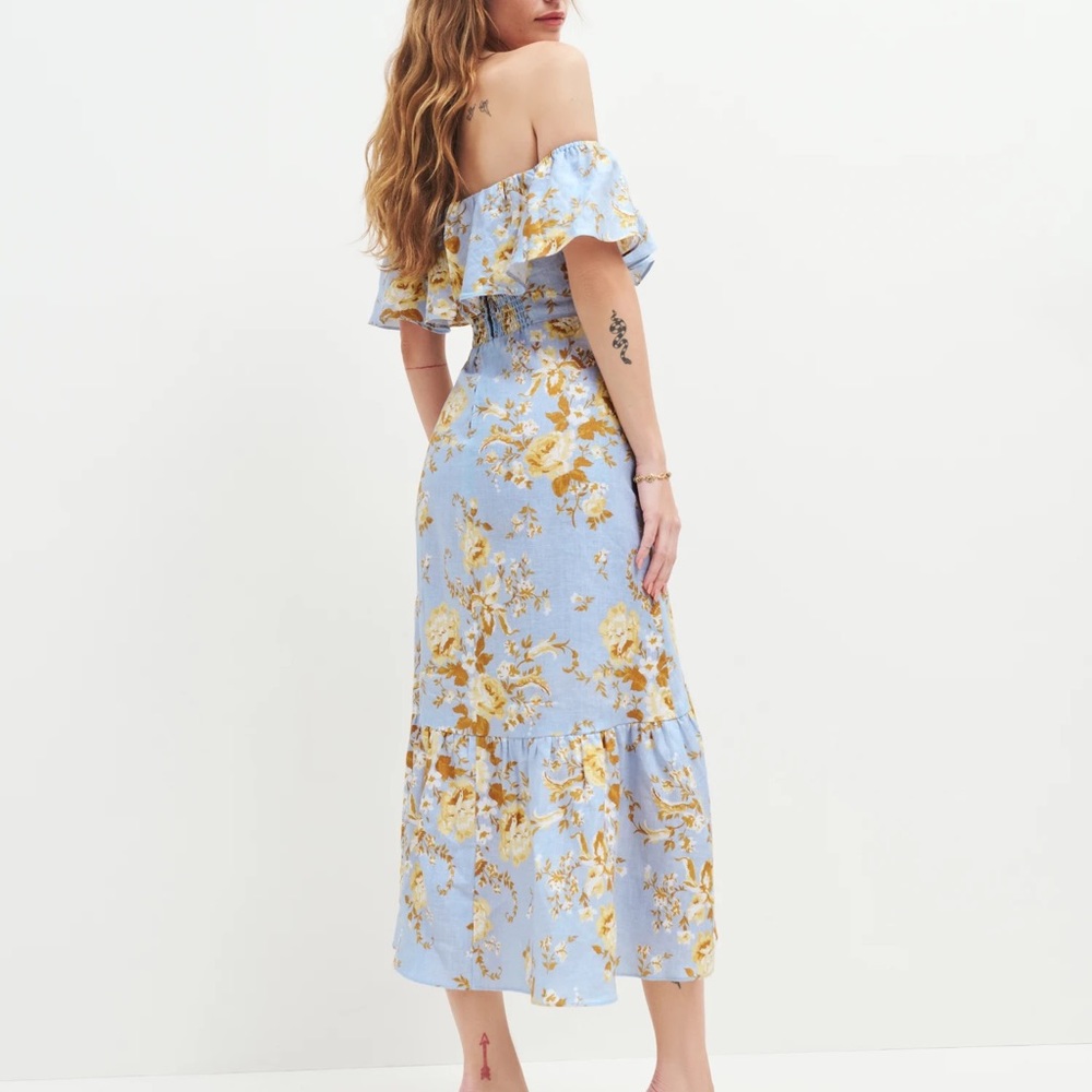 Reformation Baela Linen Dress in Heavenly Size 2